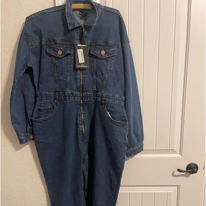 Prettylittlething denim jumpsuit